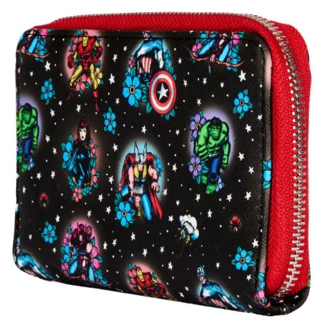 Avengers Floral Tattoo Zip Around Wallet