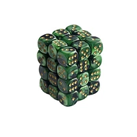 D6 - 36-pack 12mm Gemini Black-Green/Gold