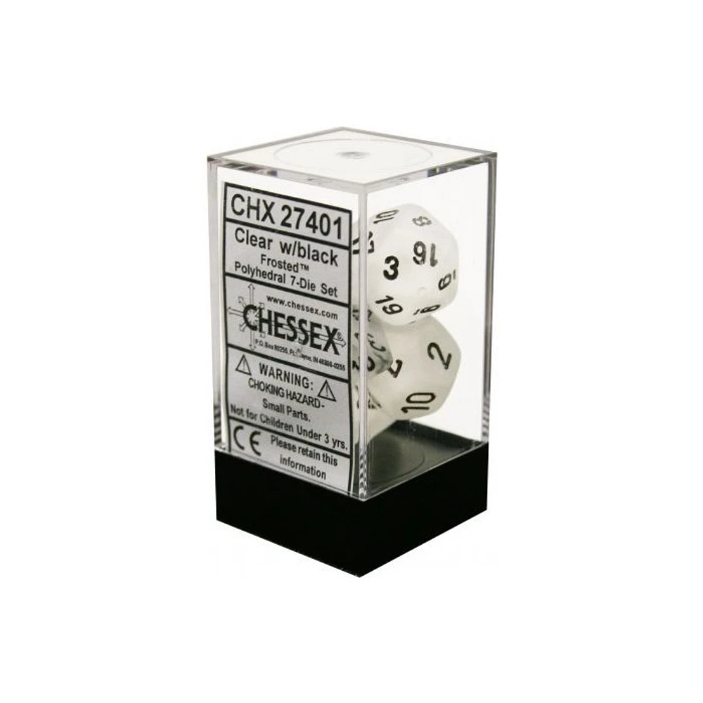 Dice Asst 7Pk Frosted Clear/Black