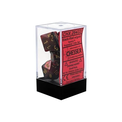 Dice Asst 7Pk Gemini Black-Red/Gold