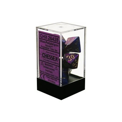 Dice Asst 7Pk Gemini Blue-Purple/Gold