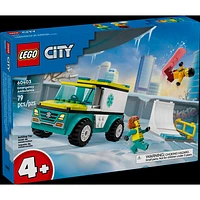 Lego City Emergency Ambulance And Snowboarder