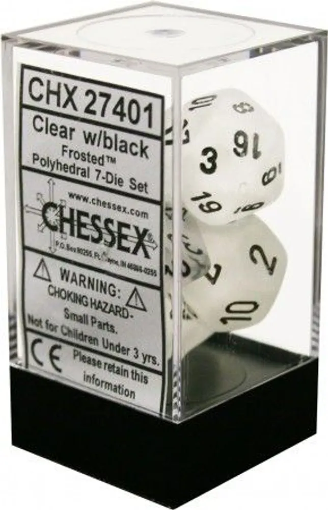 Dice Asst 7Pk Frosted Clear/Black