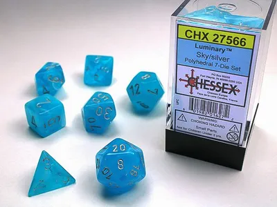 Dice Assorted 7-pack - Luminary Sky with Silver