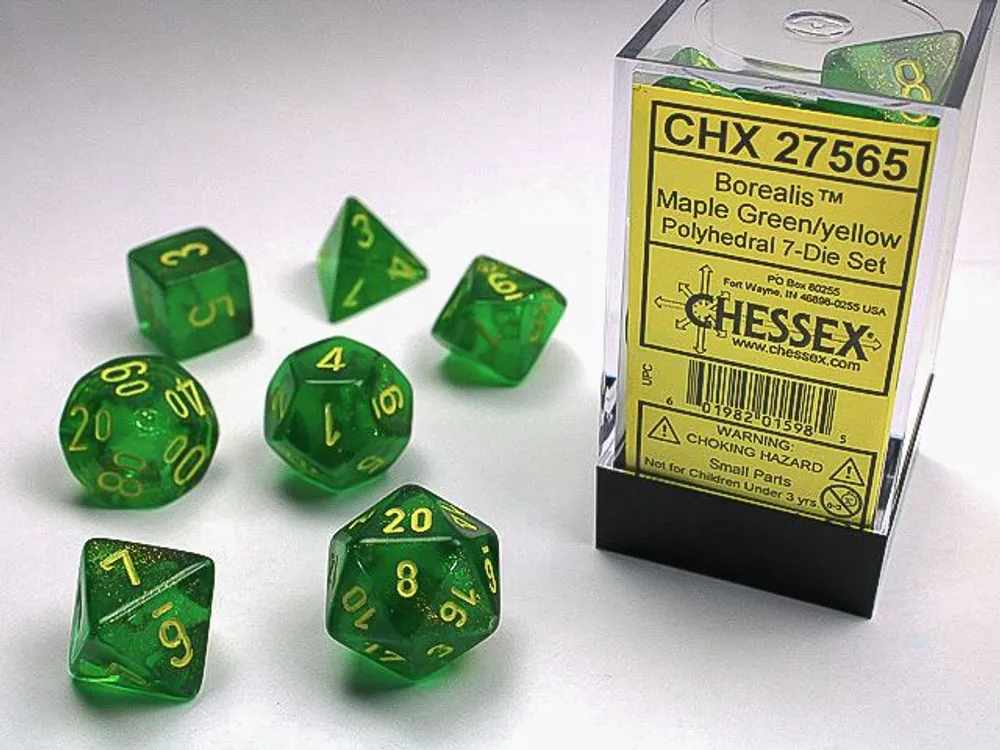 Dice Assorted 7-pack - Borealis Maple Green/Yellow