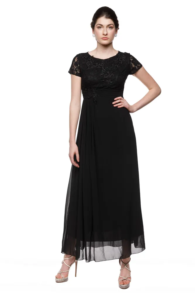 Gilani Black Lace A-Line Dress