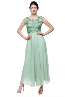 Pistachio Lace Evening Dress