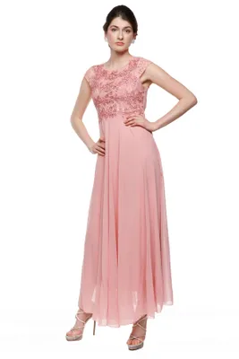 Coral Lace Evening Dress