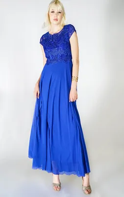 Royal Blue Embroided Maxi Gown