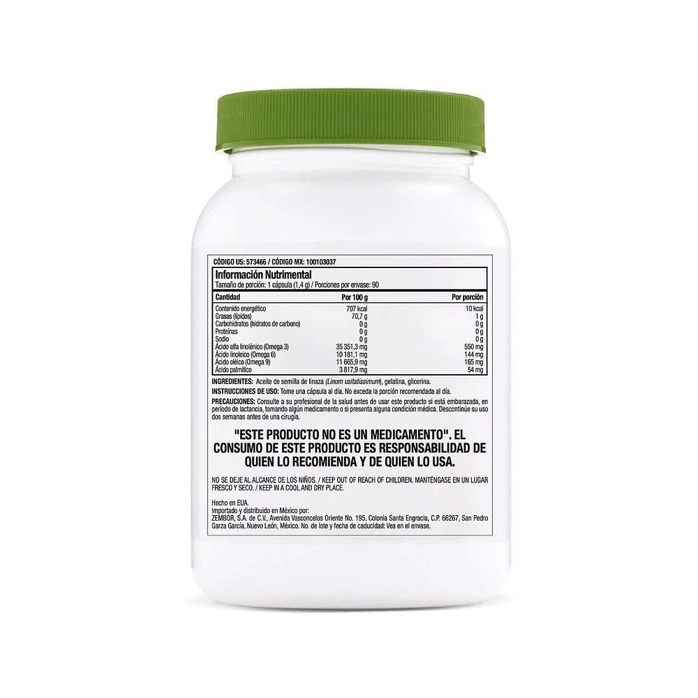 Aceite de Semilla de Linaza 1000 mg GNC 90 Cápsulas
