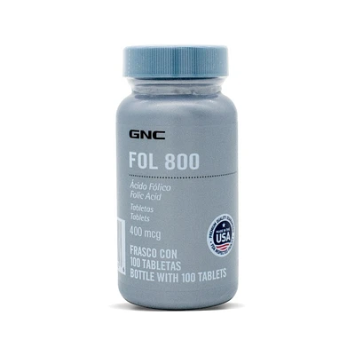 FOL 800 Ácido Fólico 400 mcg GNC 100 Tabletas