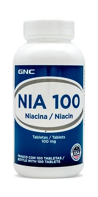 NIA Niacina 100 mg GNC 100 Tabletas