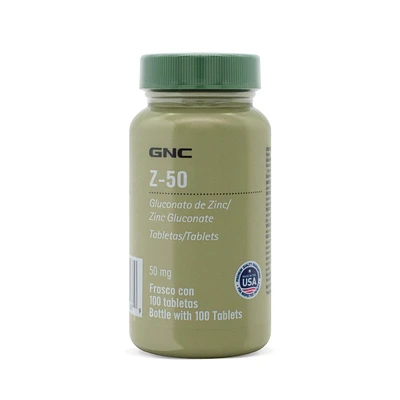 Z-50 Zinc 50 mg GNC 100 Tabletas