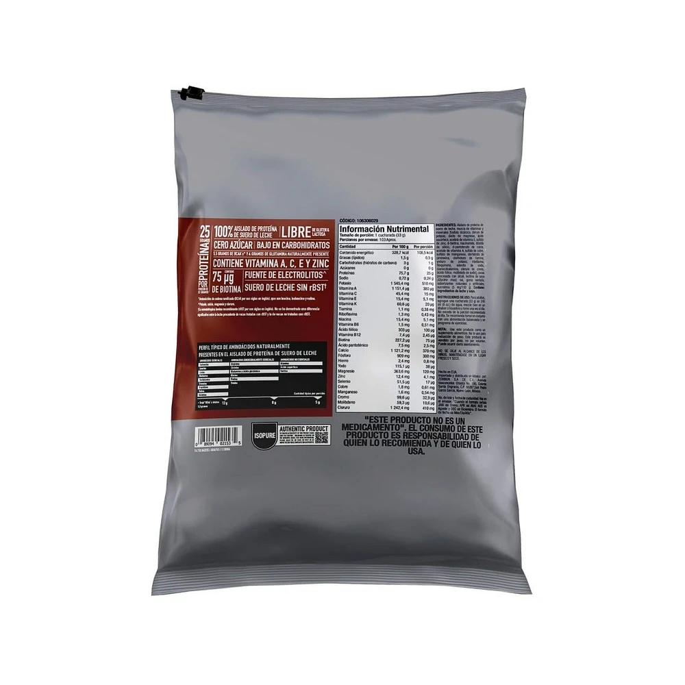 Low Carb Proteína Isopure Chocolate 7.5 Libras