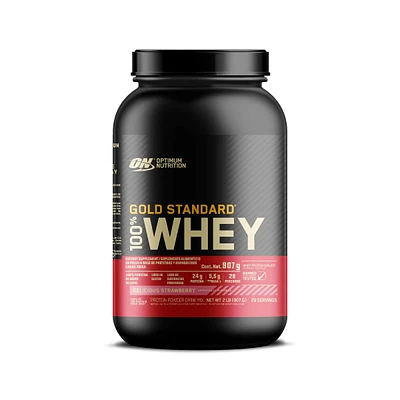 Gold Standard 100% Whey Proteína de suero de leche Optimum Nutrition Fresa 2 Libras