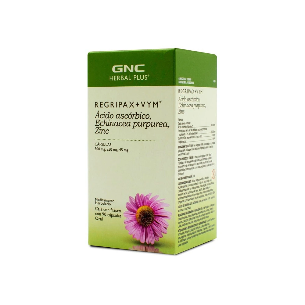 Regripax +VYM Vitamina C, Equinácea y Zinc Herbal Plus 90 Cápsulas