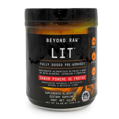 Lit Pre-Entrenador Beyond Raw Ponche de Frutas 410.4 Gramos