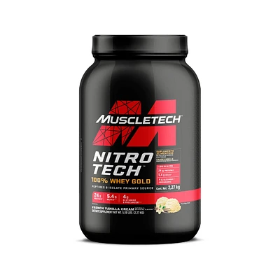 Muscletech Nitro Tech 100% Whey Gold Mezcla de Proteínas premium Vainilla - 5 Libras