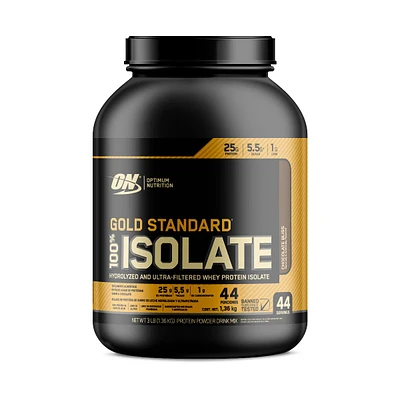 Gold Standard 100% Isolate Proteína aislada de suero de leche hidrolizada Optimum Nutrition Chocolate 3 Libras