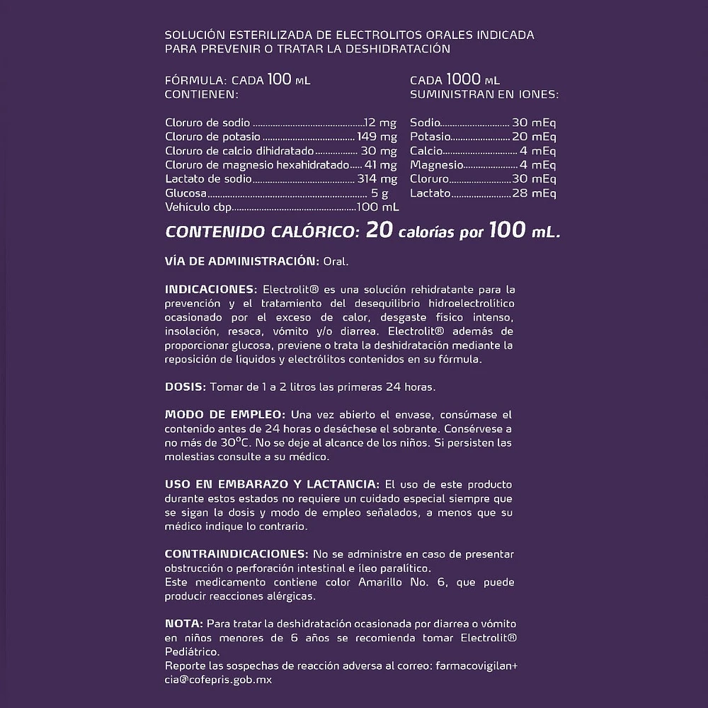 Suero Rehidratante Electrolit Uva 625 Mililitros