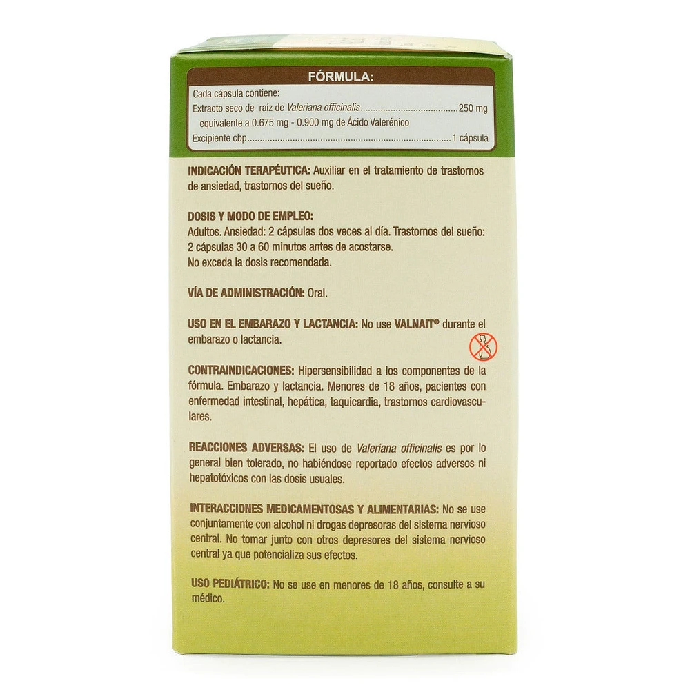 Valnait Valeriana 250 mg Herbal Plus 90 Cápsulas