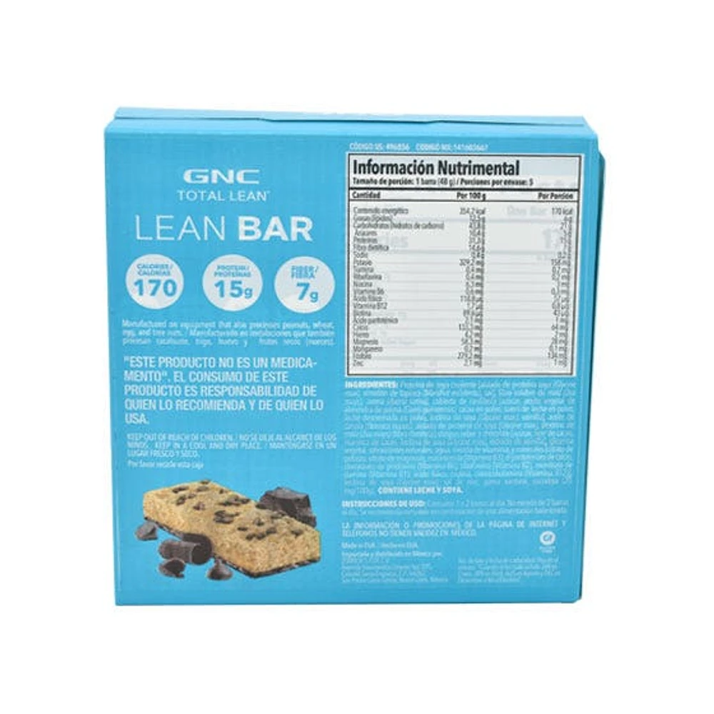 Lean Bar Barra de Proteína GNC Total Lean Chocolate 5 Paquetes