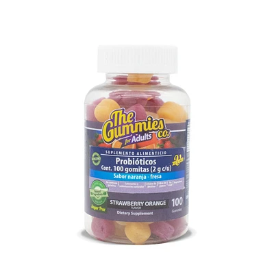 Probióticos para adultos The Gummies Co. Fresa Naranja 100 Gomitas
