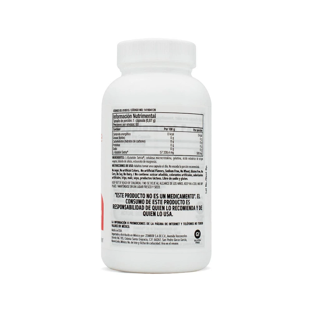 Glutatión 500 mg GNC 60 Cápsulas