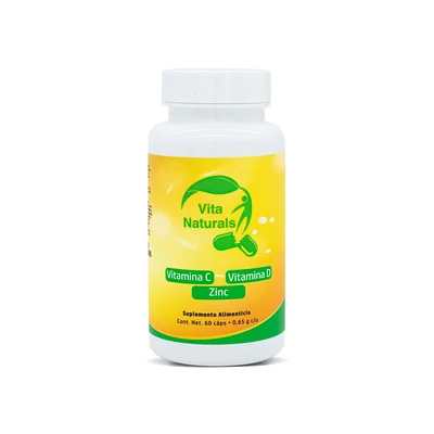 Mezcla con Vitamina C, Vitamina D, Zinc Vita Naturals 60 Cápsulas