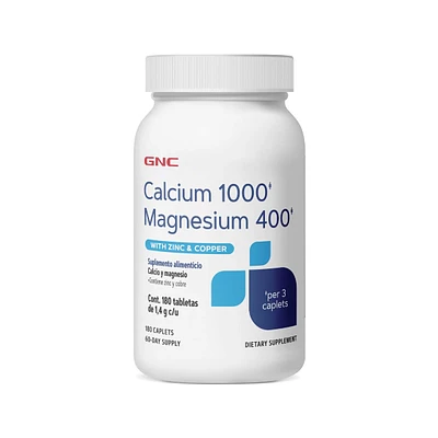 Calcio 1000 mg Magnesio 400 mg GNC 180 Tabletas
