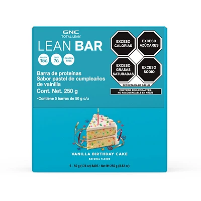 Lean Bar Barra de Proteína GNC Total Lean Birthday Cake 5 Paquetes