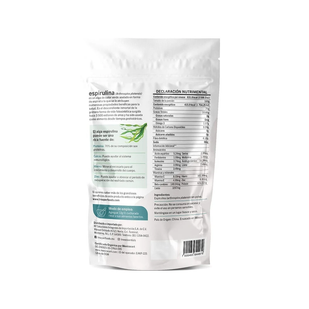 Superfoods Orgánico Tree Essentials Espirulina 200 gr