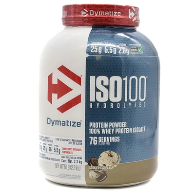 ISO 100 Proteína aislada de suero de leche Dymatize Cookies & Cream 5 Libras