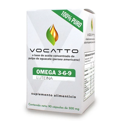 Vocatto Aceite de aguacate Omega 3-6-9 Vocatto 90 Cápsulas
