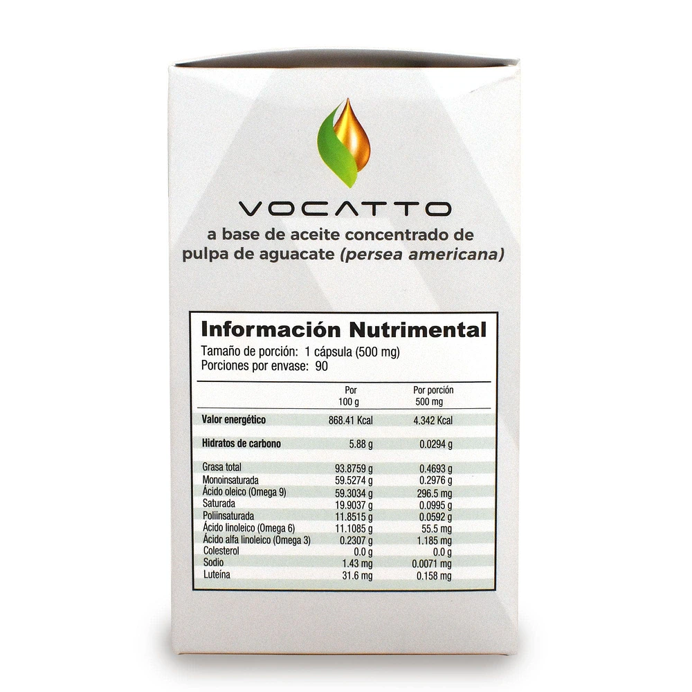 Vocatto Aceite de aguacate Omega 3-6-9 Vocatto 90 Cápsulas