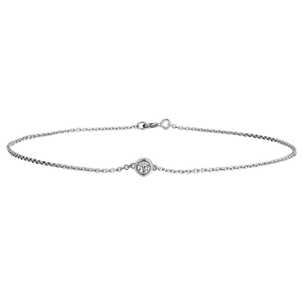 .10 Carat of Diamond Bezel Set 10" Anklet, Silver......................NOW