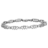 .05 Carat of Diamonds "Past, Present, Future" Heart Bracelet, Silver.......................NOW