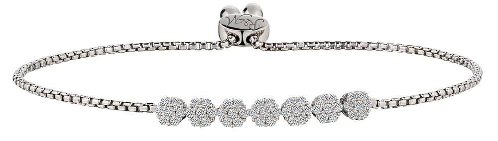 Created White Sapphire "Flower" Bolo Bracelet