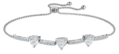 Created White Sapphire "Past, Present, Future" Heart Bracelet, Silver.....................NOW