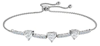 Created White Sapphire "Past, Present, Future" Heart Bracelet, Silver.....................NOW