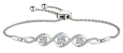 Created White Sapphire "Past, Present, Future" Bolo Bracelet, Silver.....................NOW