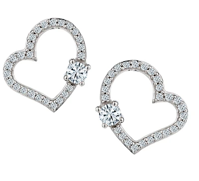 .25 Carat of Diamonds Heart Earrings, 10kt White Gold.....................NOW