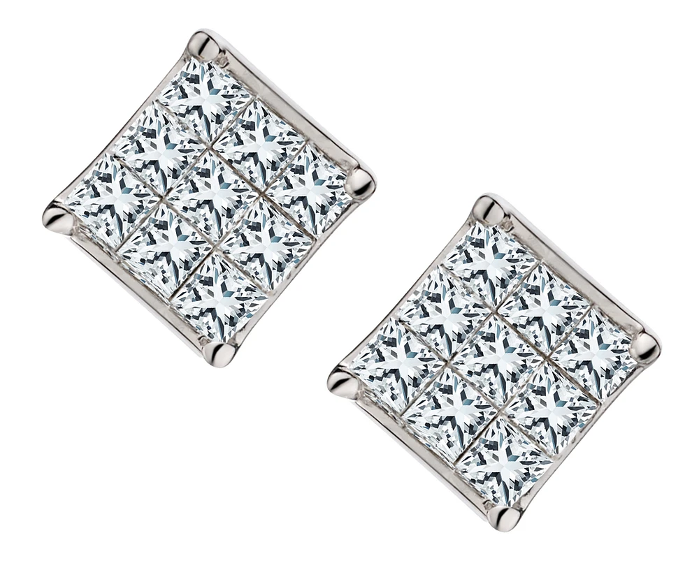 .25 Carat of Diamonds "Princess" Stud Earrings, 10kt White Gold.....................NOW