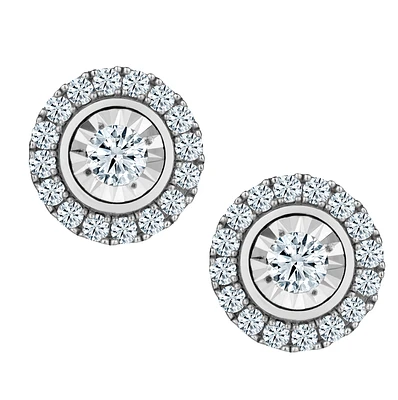 .50 Carat of Diamonds Halo "Miracle" Stud Earrings, 10kt White Gold.....................NOW