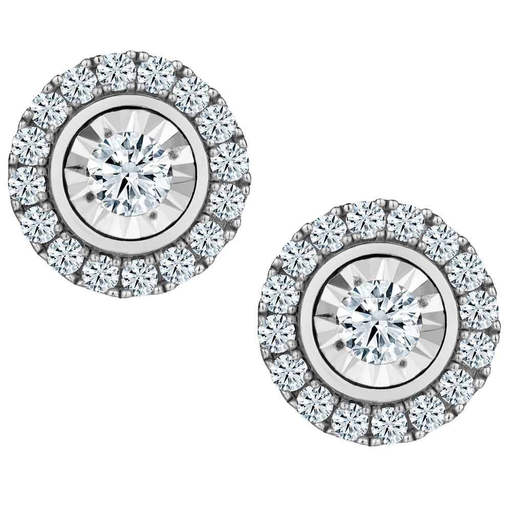 1.00 Carat of Diamonds "Miracle" Halo Stud Earrings, 10kt White Gold.....................NOW