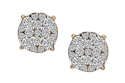 .50 Carat of Lab Grown Diamonds Cluster Stud Earrings, 10kt Yellow Gold.....................NOW