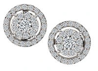 .75 Carat of Lab Grown Diamonds Halo Earrings, 10kt White Gold.....................NOW