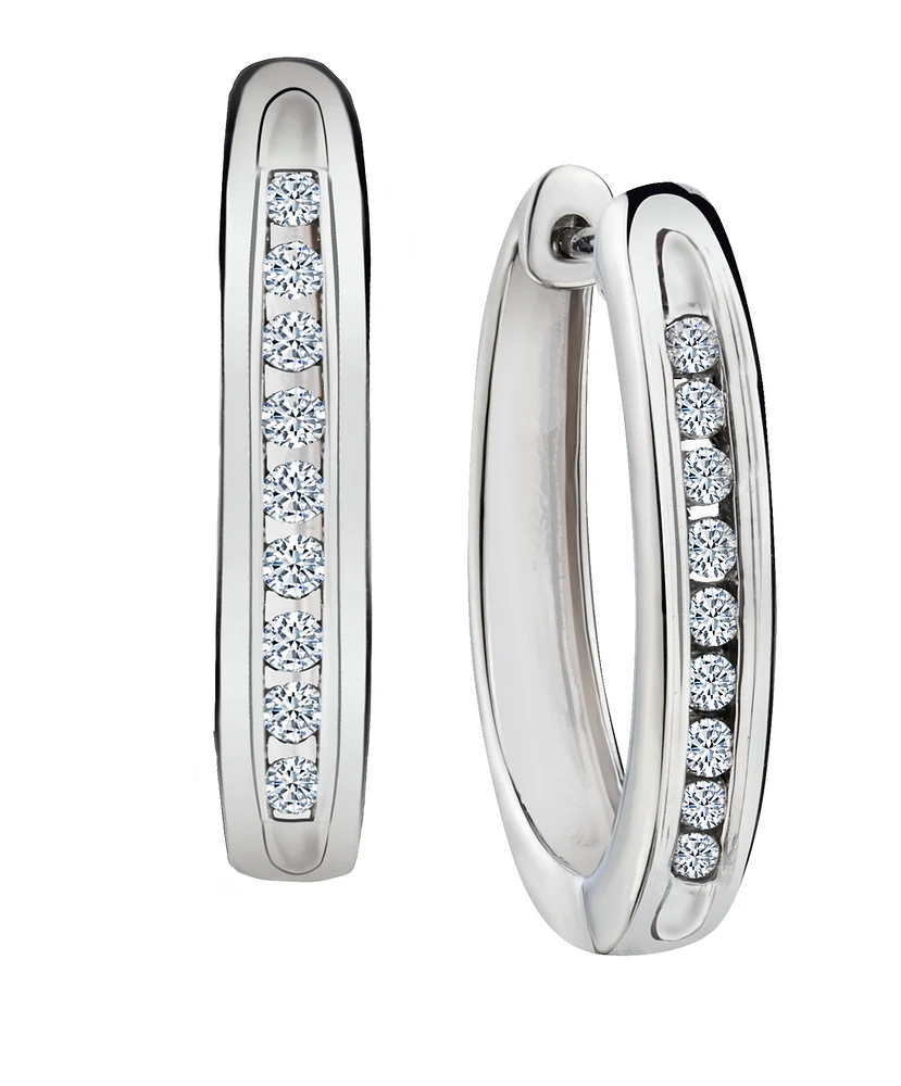 .30 Carat of Lab Grown Diamond Channel Set Hoop Earrings, Silver.....................NOW