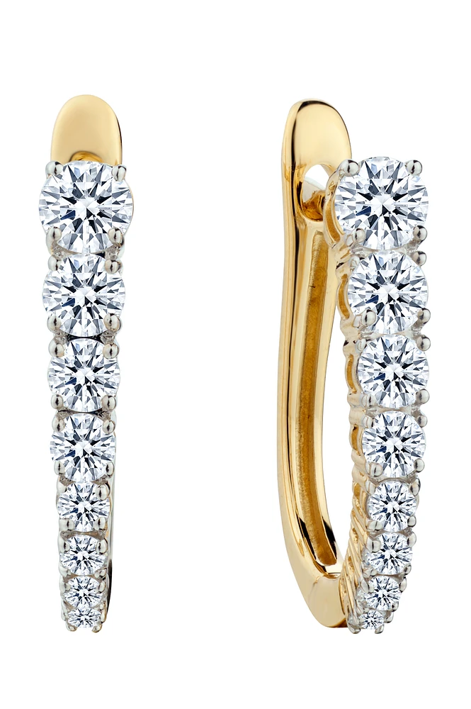 .75 Carat of Lab Grown Diamonds Earrings, 10kt Yellow Gold.....................NOW