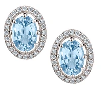 Genuine Aquamarine & Zircon Earrings, Silver.....................NOW